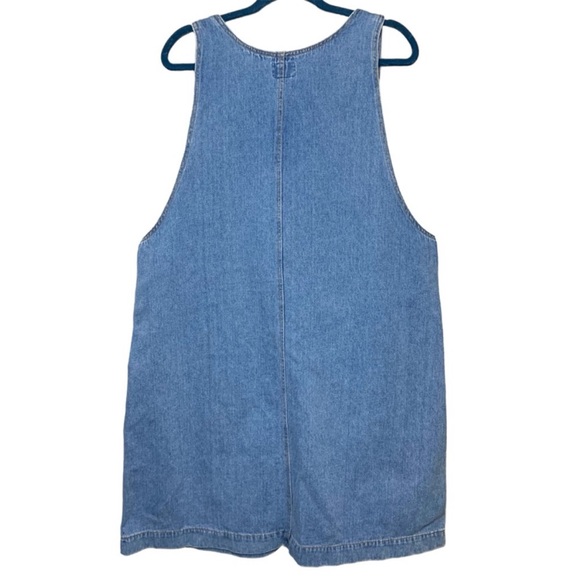 Vintage Dixie 90's Jean Bib Overall Dress Sz 40 large Blue Denim Patch Pocket - Picture 4 of 6